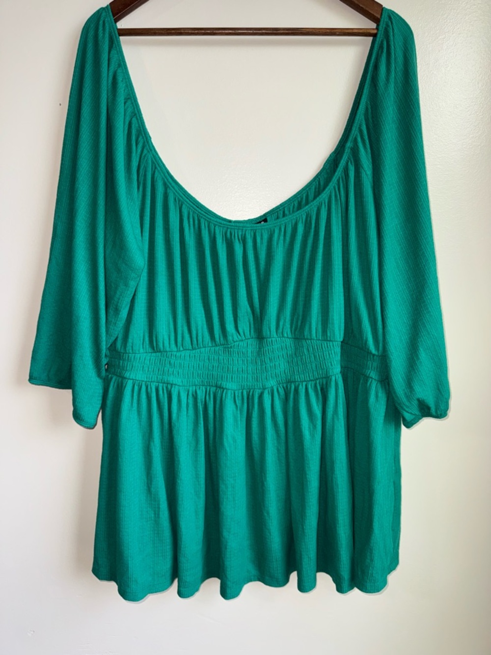 Torrid Teal Textured Babydoll Peplum Top Size 4